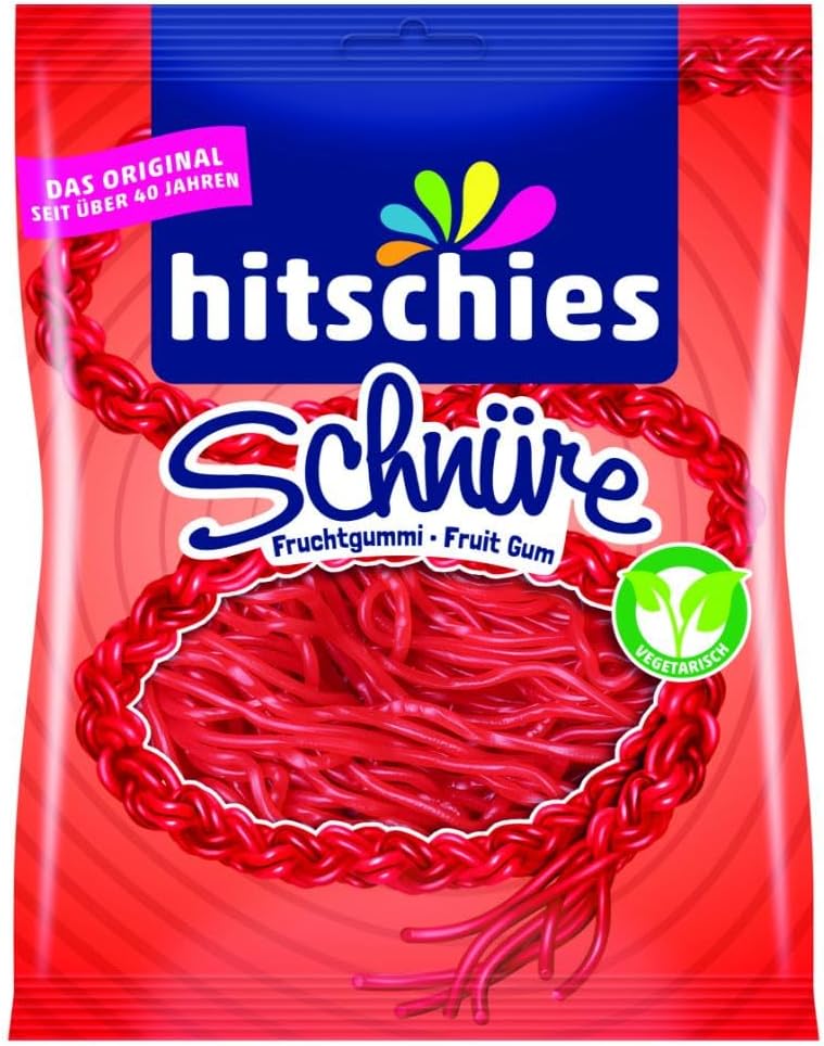 Hitschler Laces Straw Fruitgums 125g - Sour Vegan Gummy Candy - Image 1